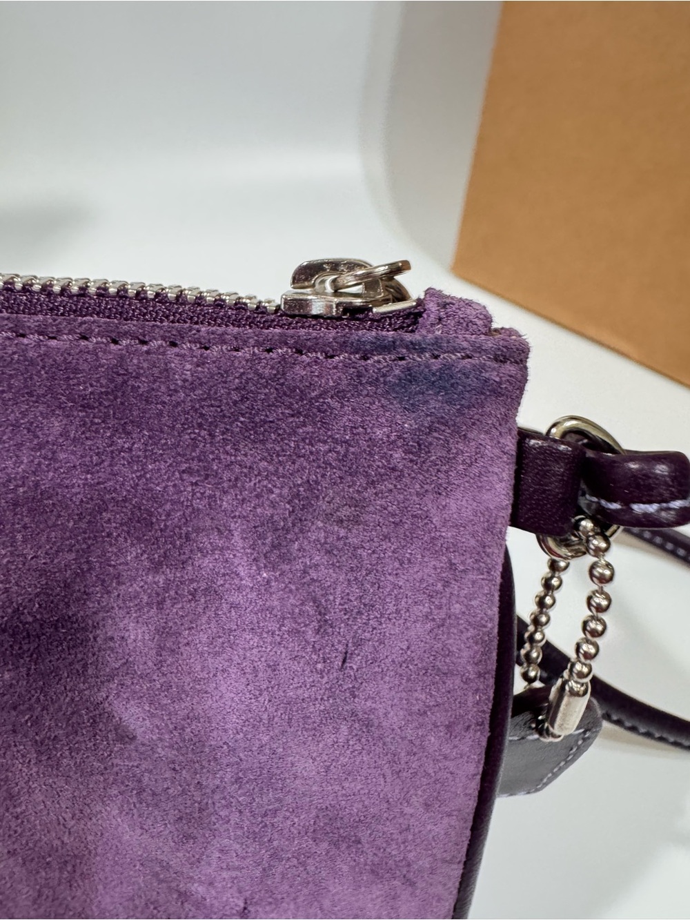Coach Purple Suede & Metallic Patchwork Wristlet Duo - Picture 15 of 16